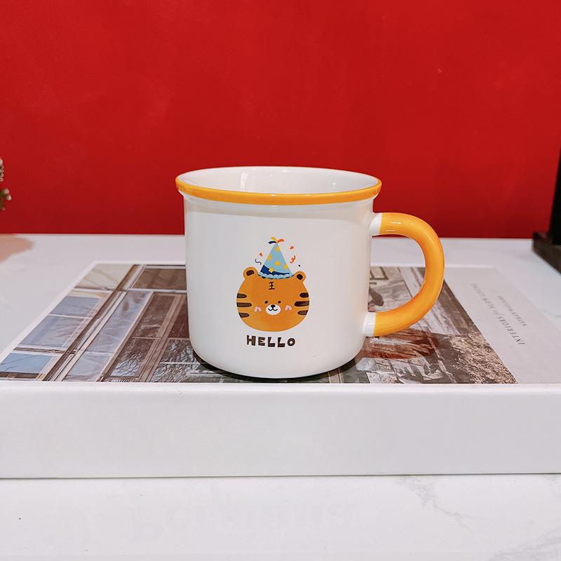 Birthday Gift Cartoon Cute Tiger Birthday Hat Souvenir 100-day Banquet Gift Ceramic Cup Children's Cup