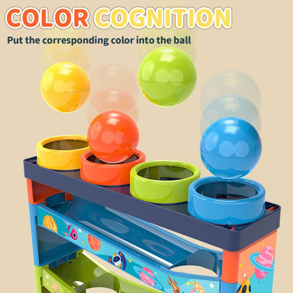 Colorful Track Rolling Ball Track Toy Set, Education Pounding Toy, Fun Gift With 4 Rolling Balls, Christmas Halloween Gift
