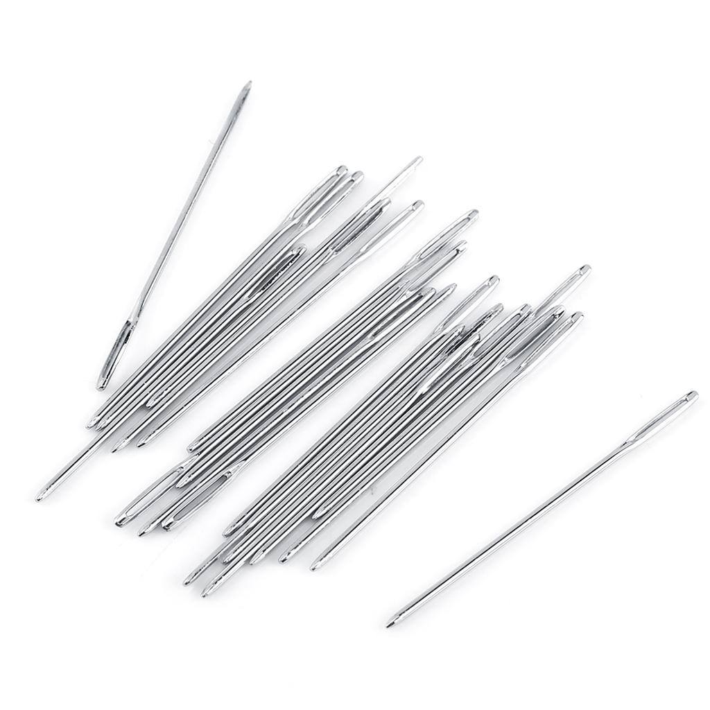 20 шт серебряные большие круглые вязальные иглы для вышивания, длина 52 мм