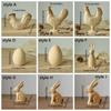 Hand-painted Wooden Bunny Statue Rooster Painting Rabbit Figure  Home Decoration