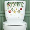 1 шт. Праздничная наклейка на крышку унитаза на Рождество с сосновой гирляндой, ягодами и елочными шарами, самоклеящаяся рождественская декоративная наклейка