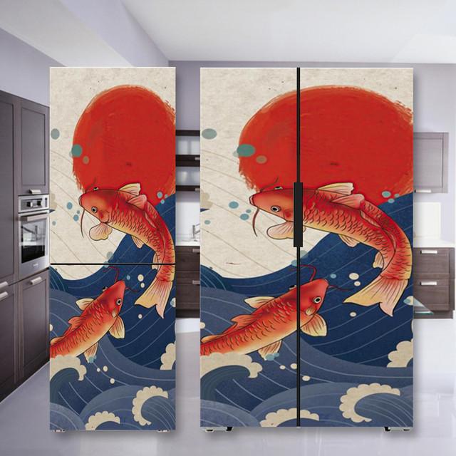 Наклейка на холодильник с кофе, дверная крышка, ПВХ, обои на холодильник, виниловая самоклеящаяся съемная наклейка на стену для замораживания, домашний декор