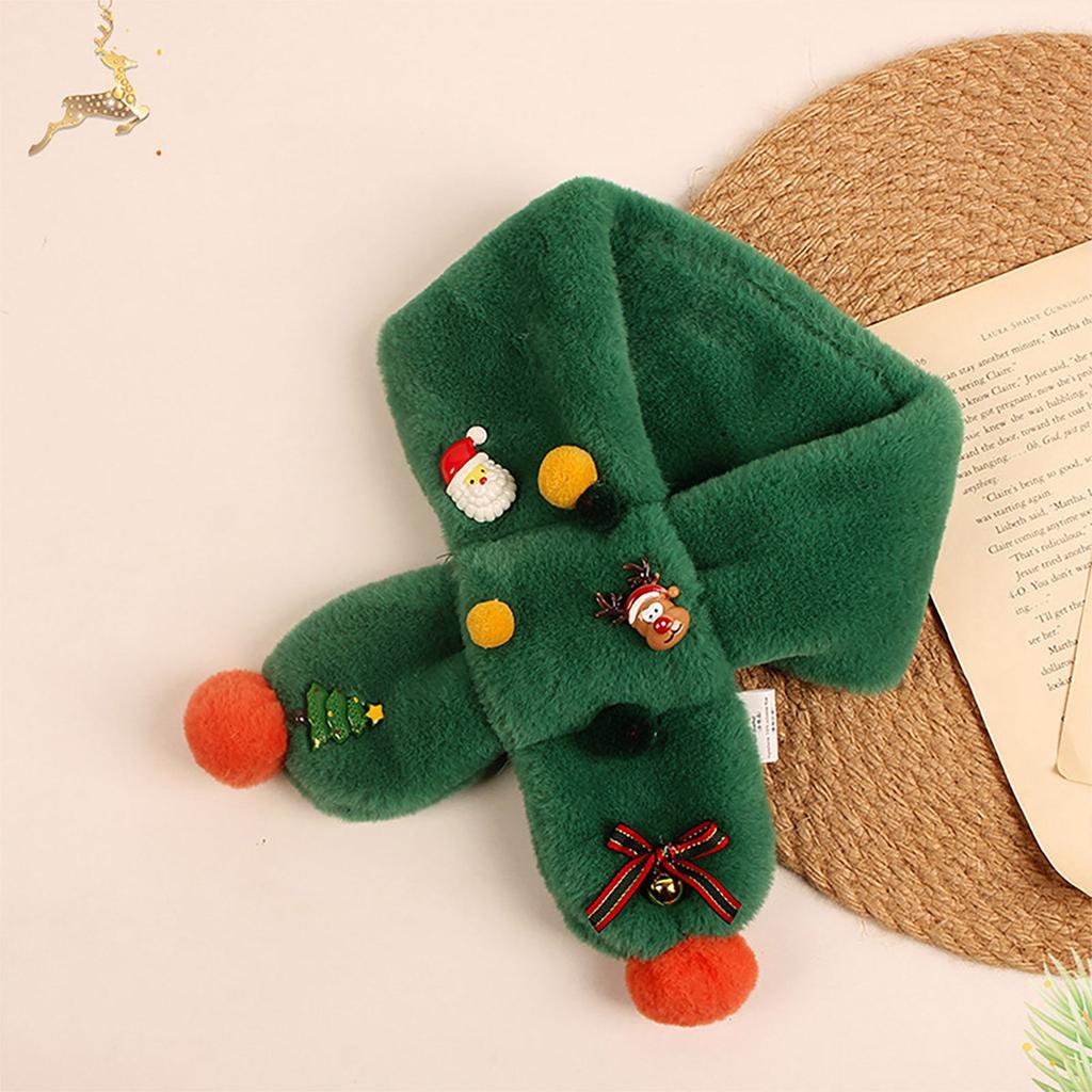 Детский бархатный милый бархатный шарф с рисунком в рождественском стиле, шарф с оленем