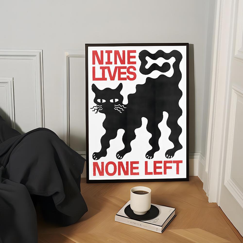 Винтажный японский абстрактный принт для стены, постер, черные волны, кот, кои, холст, живопись для гостиной, домашний декор, постер - без рамы