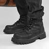 Черные мужские ботинки из натуральной кожи на толстой подошве, новый модный дизайнерский стиль, качественная обувь для ежедневного отдыха на природе, мотоцикла, походов
