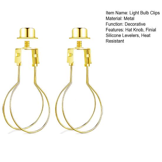 2Pcs Steel Wire Lamp Shade Light Bulb Clip Adapter with Hat Knob Finial Silicone Levelers Heat Resistant Lampshade Adapter