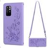 Элегантный кожаный чехол-книжка с рисунком бабочек и цветов для Xiaomi Redmi Note 11S 5G, POCO M4 Pro 5G с длинным плечевым ремешком и ремешком на запястье