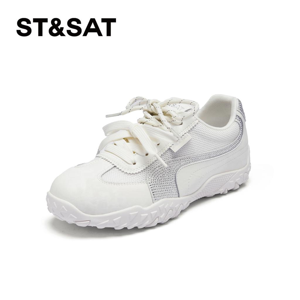 Saturday ST&SAT Niche Double Lace Forrest Gump Shoes for Women's Summer Mesh Breathable Sports Shoes