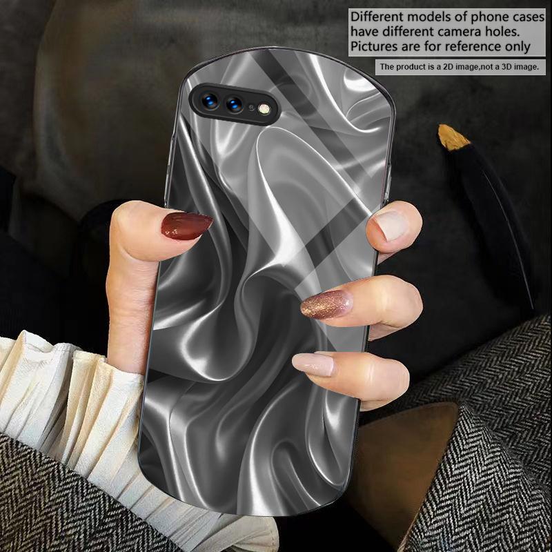 Золотой шелк волн Для iPhone 17 Air 16 15 14 Pro 13 Plus 12 mini 11 Pro Max XR X 7 8 Эллиптический закаленный стеклянный чехол для телефона