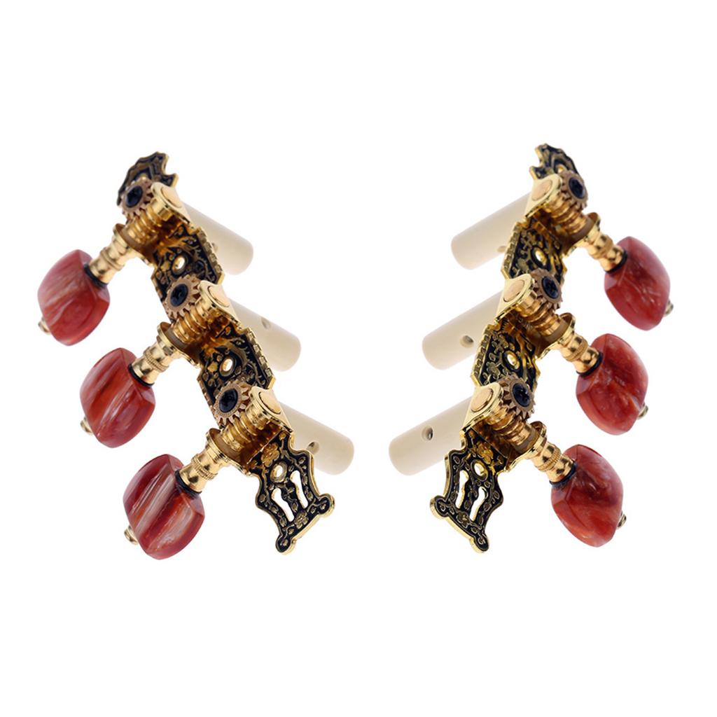 Alice AO 020HV2P 2 шт.(Левый + правый) Колок для классической гитары, золотой с черным покрытием(длинный) строка