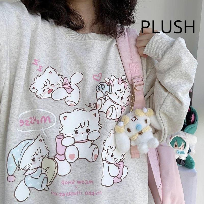 2KWEIRD Y2k Харадзюку Каваи Толстовка Женская Японская Мода Милая Повседневная С Принтом Кошки Мягкая Девушка Свободный Свитшот Преппи Стиль
