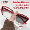 Men'S And Women'S Photochromic Presbyopia Glasses Colour Blocking Cat-Eye Fashion Large Frame Anti-Blue Light Reading Glasses