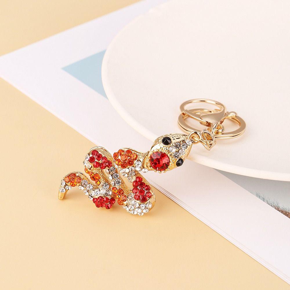 Fortune Rhinestone Snake Keychain Exquisite Zodiac Snake Year Key Ring  Year of Chinese