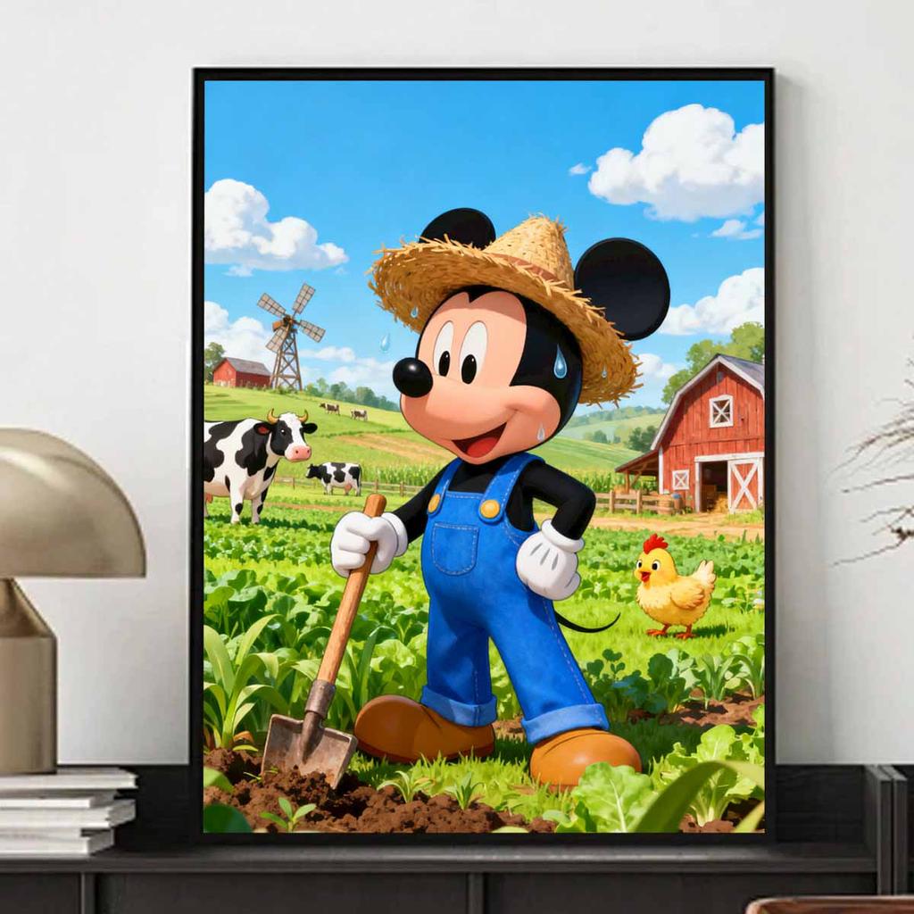 Disney Diamond Painting Mickey Farmer DIY Diamond Art Painting Set for Home Office Decoration Handmade GiftsFarm Fun
