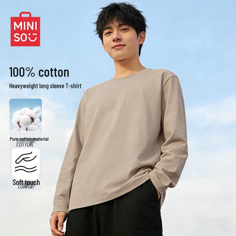 MINISO Мужская весенняя американская тяжелая футболка с длинным рукавом