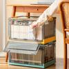 Vintage Style Plastic Storage Box with 3 Transparent Doors, Foldable Clothes Organizer, Multi-Use Book and Toy Container, Space-Saving Snack Storage