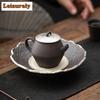 140ML Ancient Grey Old Rock Mud Teapot Antique Gilded Silve Lid Pot Household Tea Maker Kettle with Ball Hole Filter Teaware