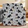 Cozy Border Collie Print Flannel Blanket Tear Resistant All Season Warm Throw for Pet Lovers Home Office Decor