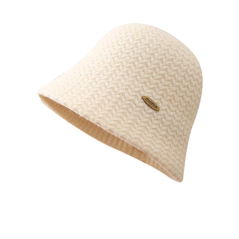 Solid color classic wool bucket hat basin hat women's hat winter warm windproof cold hat versatile bucket hat