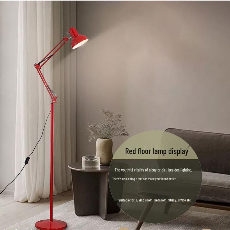 Nordic LED Floor Lamp: Minimalist Long-Arm Design with Remote Control for Living Room, Bedroom, or Study