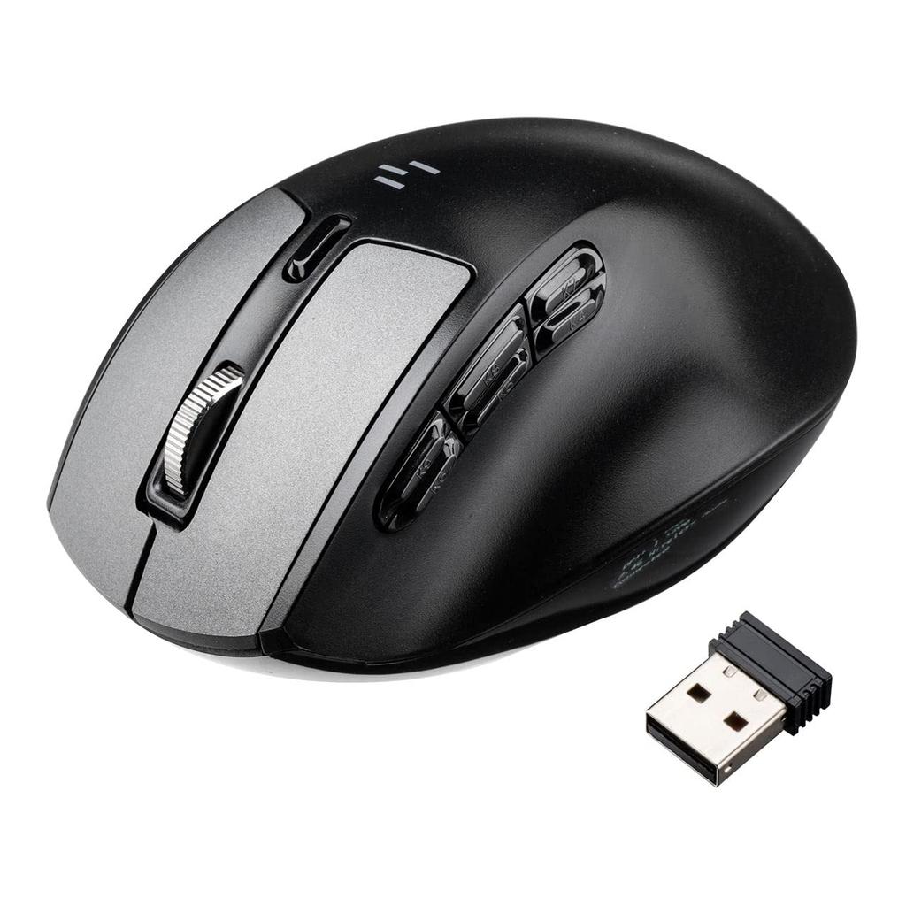 Sanwa Direct Mouse Wireless Bluetooth 6 Assigned Buttons with LCD Screen Quiet Rechargeable Black Multi-Button 400-MAWBT171