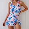 New Two-piece Swimsuit Women's Printed Cross-border Tight With Skirt Swimwear High Waist Bikini Set