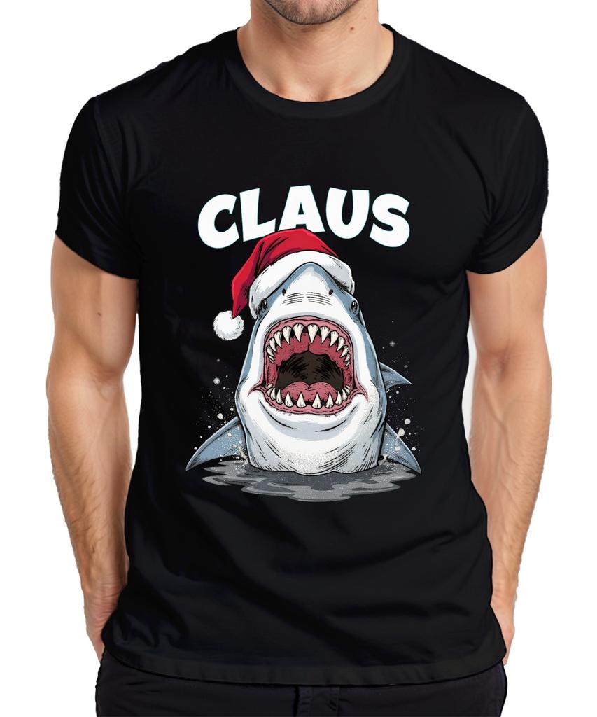 Claus Christmas Shark Santa Hat Shark Movie Parody Unisexs Tshirt
