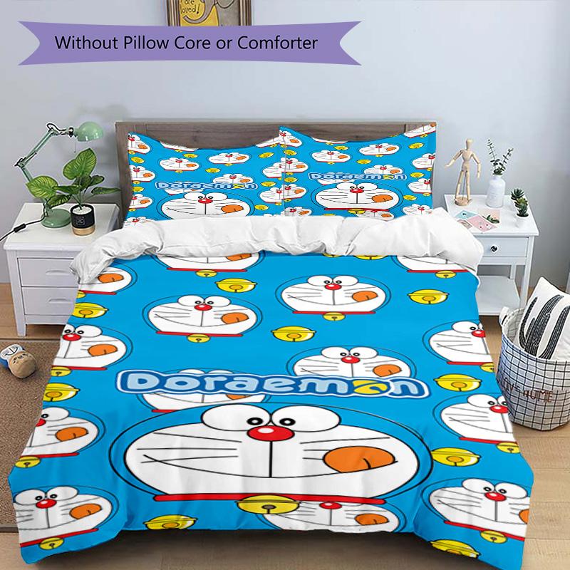 Doraemon Adventure 3‑Piece Bedding Set,Soft Breathable Duvet Cover with 31 Pillowcases,Multi‑Scene for Bedroom Dorm,Perfect Holiday Birthday Gift for