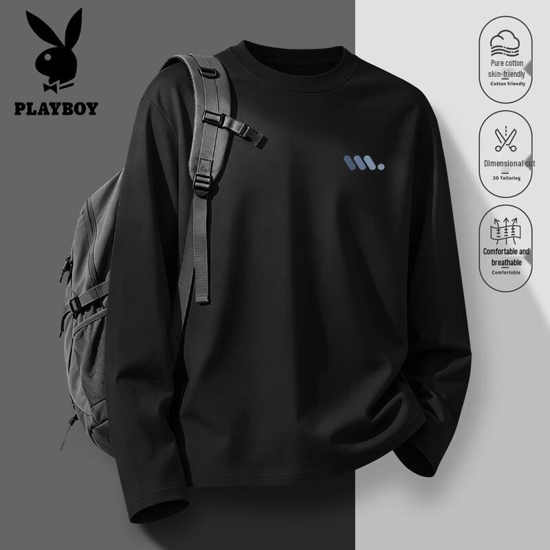 PLAYBOY Men's Casual Cotton Long Sleeve T-Shirt