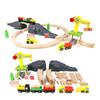 Children's Wooden Track Set Magnetic Small Train Assembly Combination Suspension Bridge Wooden Boy and Girl Toy Gift