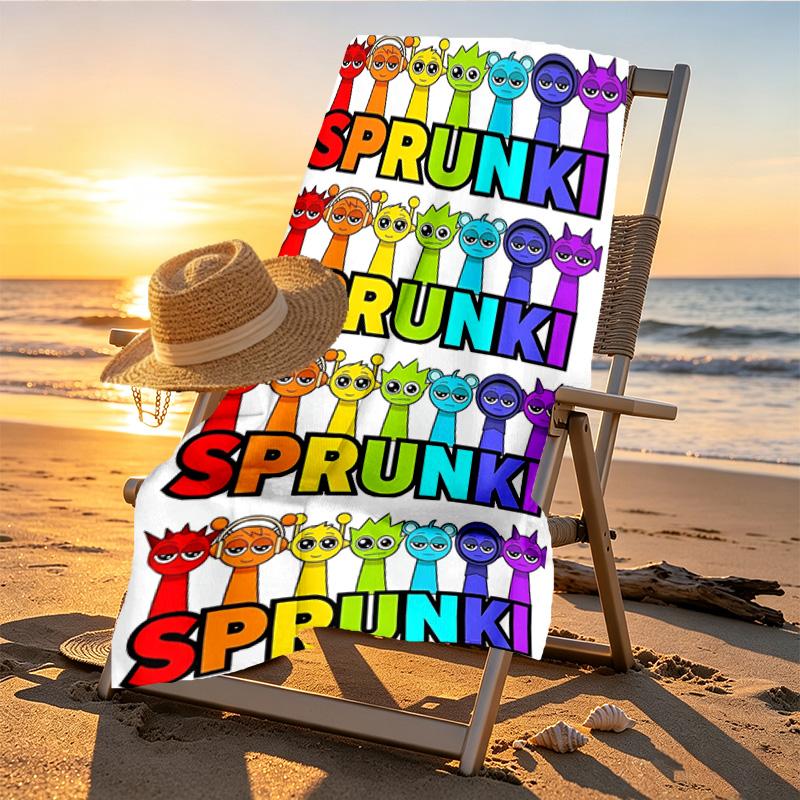 Sprunki Game Print Beach Towel Design, Soft, Lightweight. for Home Bathroom, Spa, Pool, Yoga, Surfing, Camping, Gift for Family, Friend