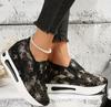 Women's Floral Lace Platform Shoes, Casual Height Increasing Slip On Shoes, Versatile Low Top Shoes
