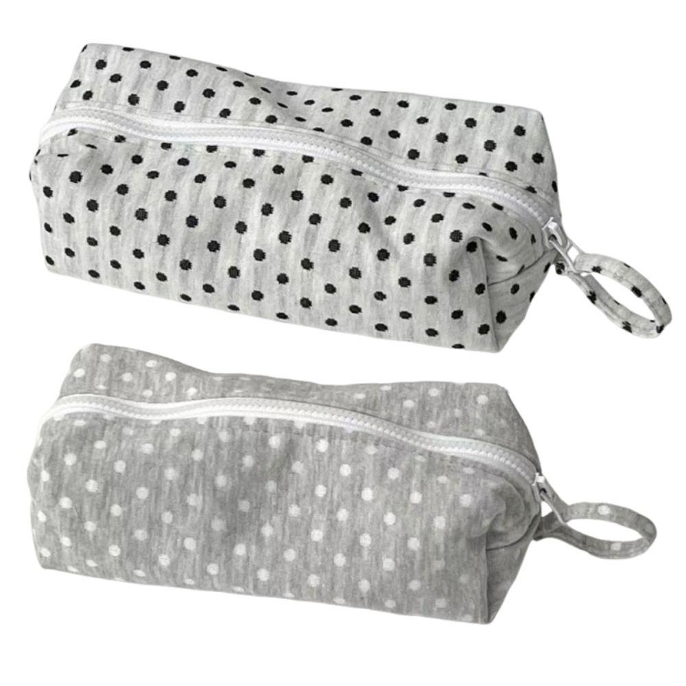 Polka Dot Pencil Case Sweet Zipper Stationery Pouch Pencil Storage Bag Back To School
