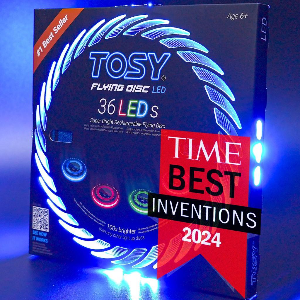 TOSY Flying Disc 16 Million Colors RGB or 36 Super Smart Auto Light Camping Gift for 175g Frisbee - LEDs, Bright, Mode, Up, Rechargeable, Christmas,
