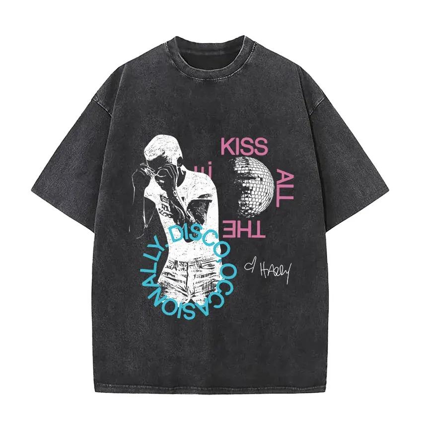Hot Sale Harry Styles Graphic Print Tshirt Men Women Loose Casual Vintage Washed Cotton Summer New Tee Oversized Streetwear Top