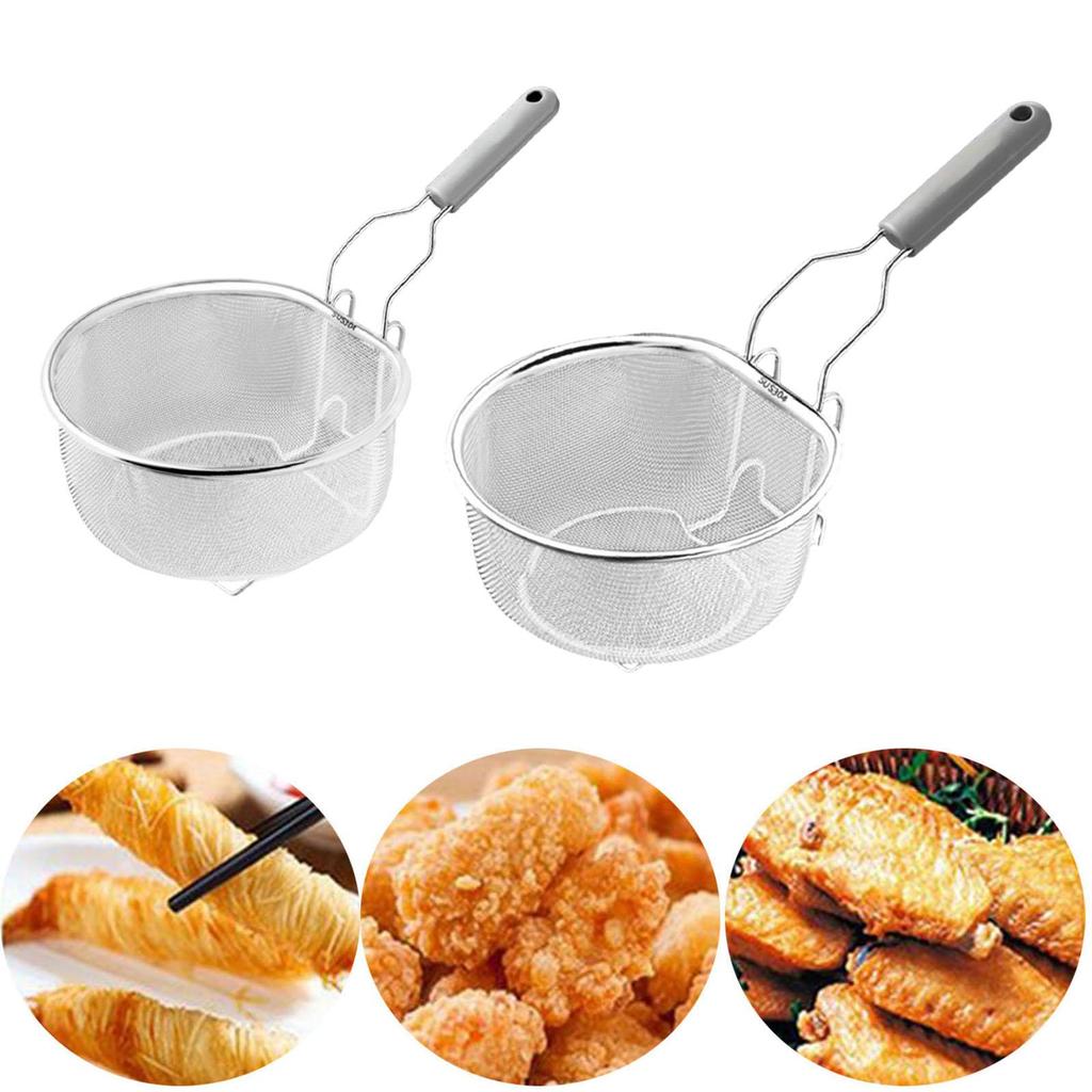 Deep Fryer Basket Stainless Steel Frying Basket With Anti Slip Handle Cooking Tool For Home Kitchen Restaurant Barbecue Bbq