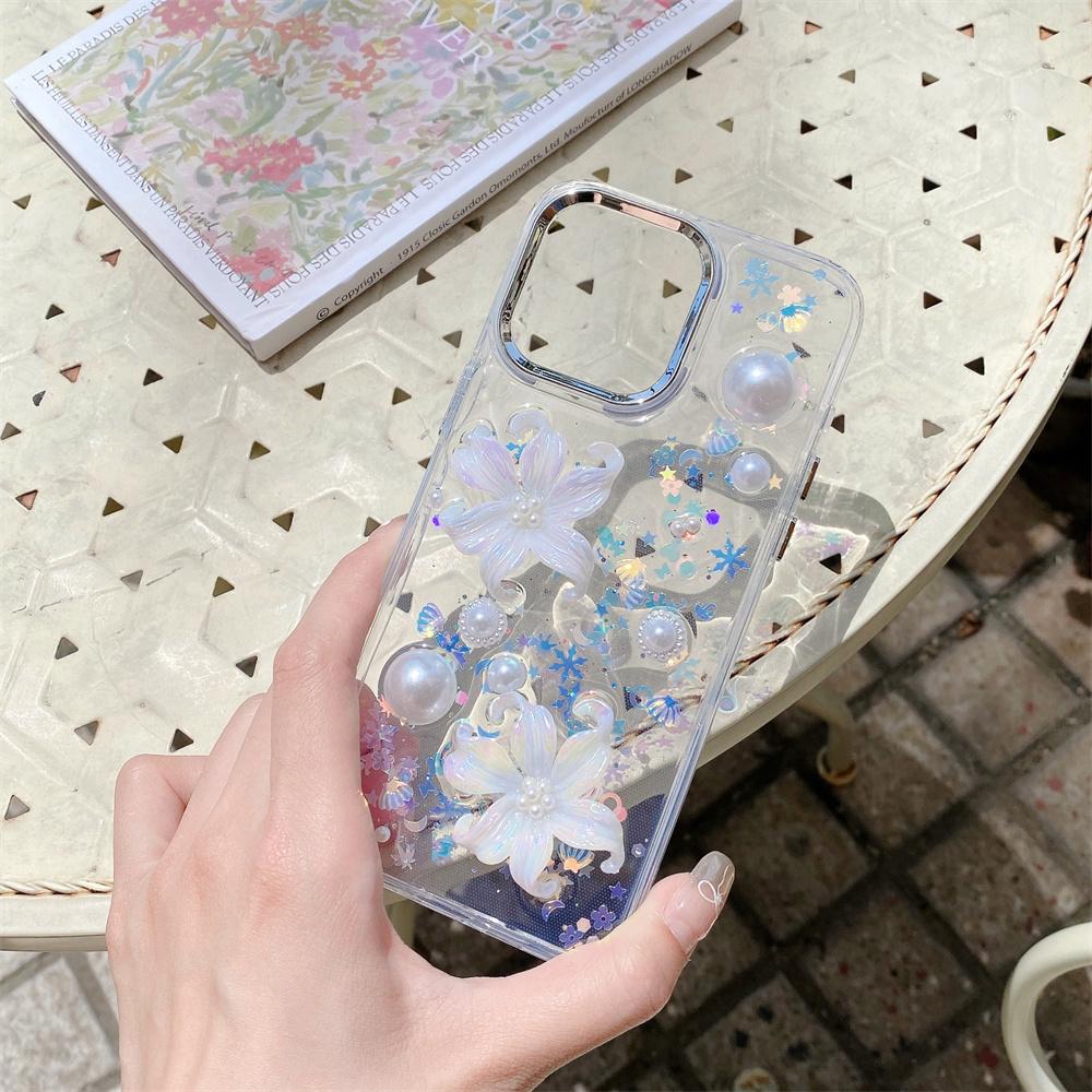 Прозрачный 3D Трехмерный Цветочный Чехол для Телефона для iPhone 11 12 13 14 15 16 Pro Max Ударопрочный Чехол Funda для Чехлов iPhone