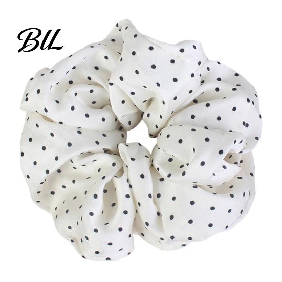 Soft Fabric Hair Scrunchies Retro Polka Dot Tie for Women Girls, Elastic Scrunchies, Elegant No Damage Ties Ponytail Holder, Fashionable Korean Style