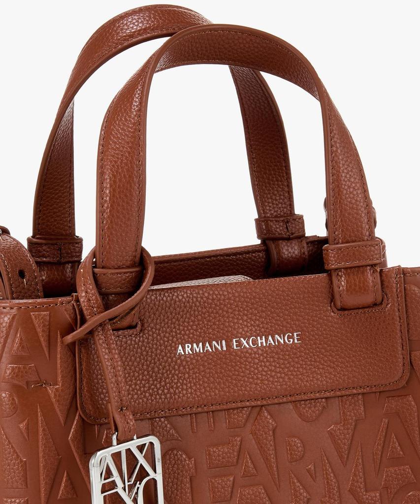 Женская сумка-шоппер Armani Exchange с тиснением логотипа, маленькая, _Коричневая_A425370512