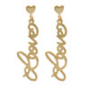 [H6174] - Gold Plated 'Love' Earrings - 25x7 Mm