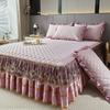 Комплект из 3 предметов для спальни Высококачественная юбка для кровати из хрустального бархата Комплект из трех предметов с толстой кружевной отделкой, стиль корейской принцессы Теплый и нескользящий чехол для матраса