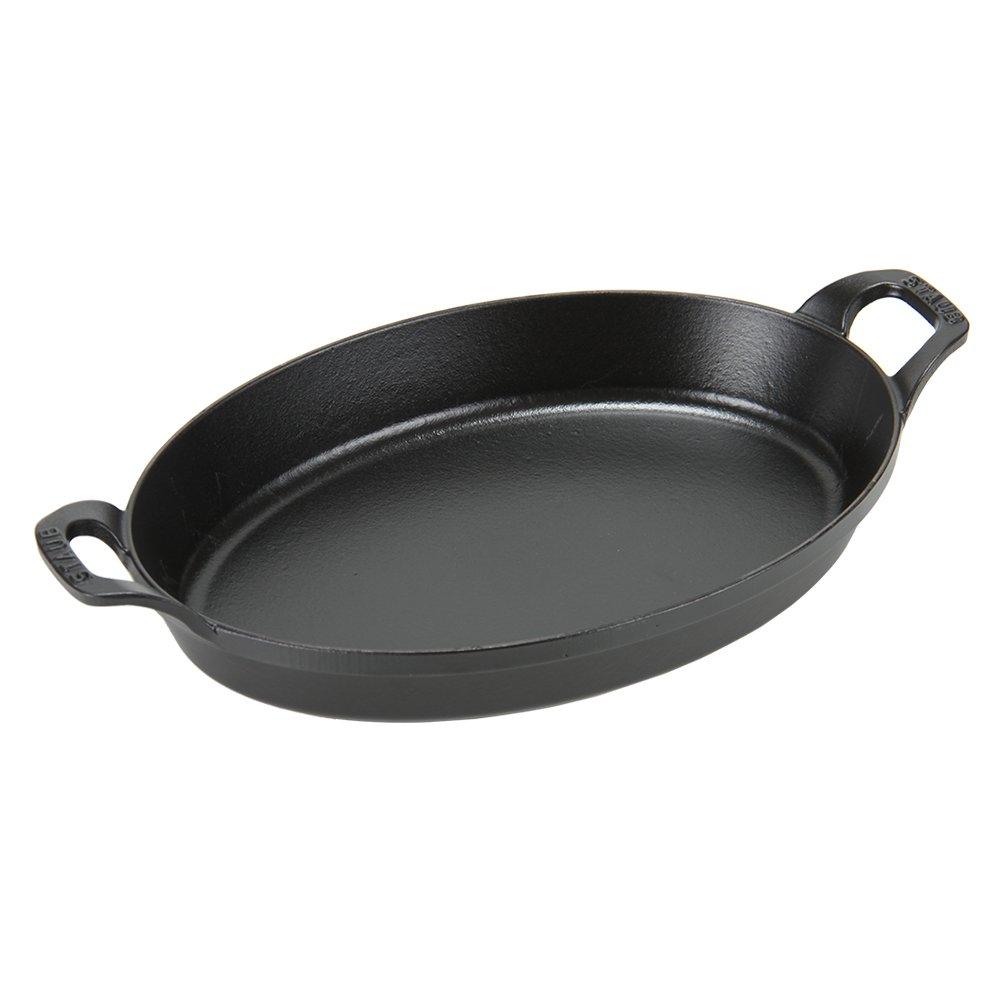 Горшок Staub Овальный штабелируемый противень 32 см Форма для запекания IH совместимая эмалированная стильная форма для духовки 1303323 черный овальный штабелируемый противень черный [Staub]