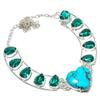 Natural Turquoise,Tourmaline Gemstone 925 Sterling Silver Gift Necklace 18" T4d43
