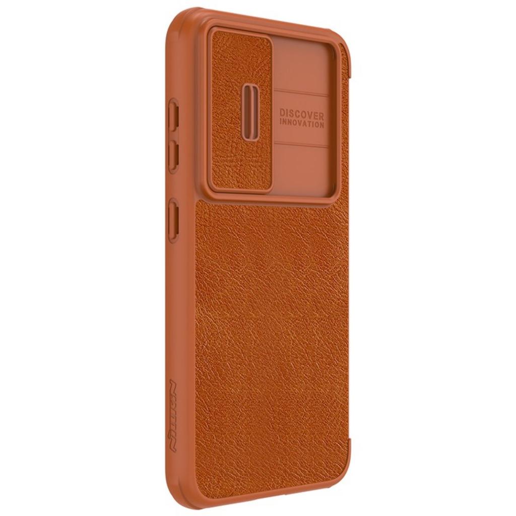 Откидной чехол Nillkin Qin Leather Pro для Samsung Galaxy S23+ с защитой камеры, коричневый