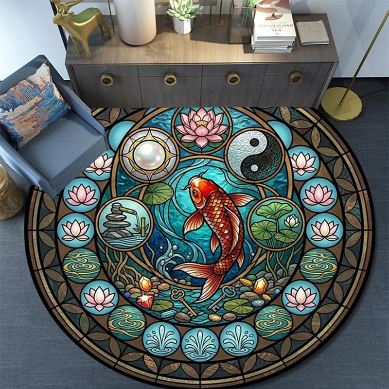 Frog Life Cycle Art Round Area Rug Under Office Chairs Bedroom Living Room Home Decor
