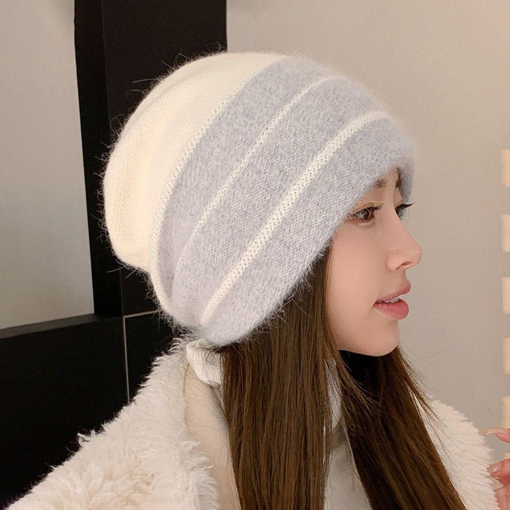 Утолщенная вязаная шапка, ветрозащитная шапка-пуловер, повседневные шапочки-боннет для женщин и девочек