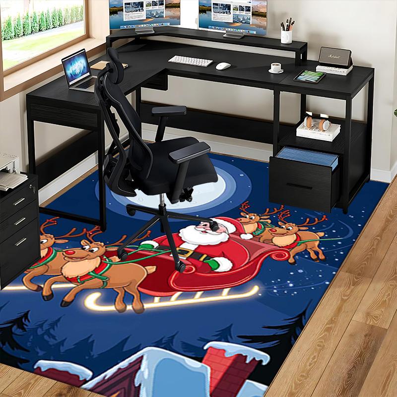 Christmas Santa Claus Reindeer Chair Mat - Anime Cartoon Design, Non-Slip Carpet for Office, Home Decor, Living Room, Bedroom, Game Room & Dormitory.R