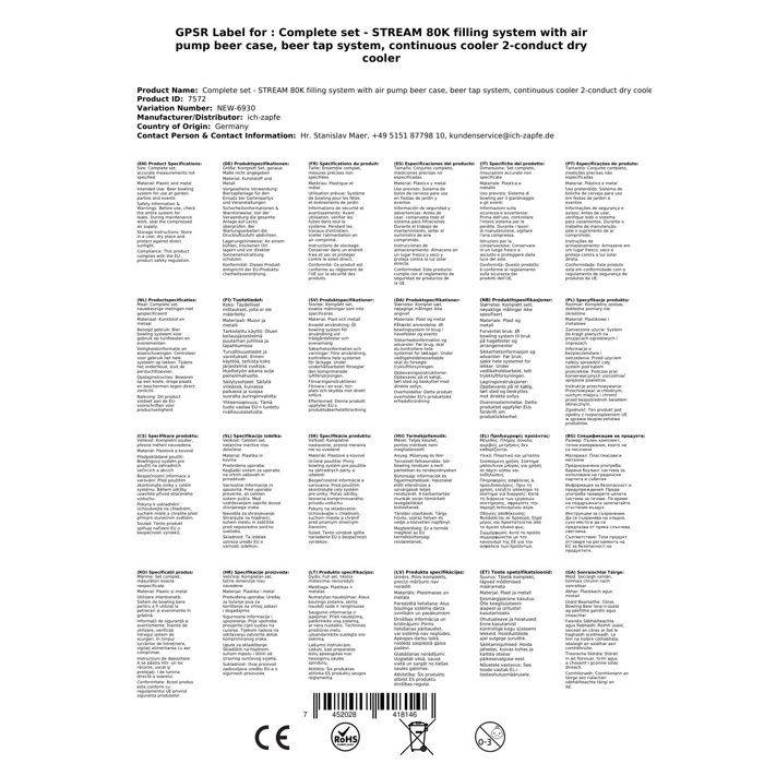 Kit complet système de tirage à bière STREAM 80K avec caisse réfrigérée, pompe à air et refroidisseur en ligne 2 voies sec - 90 l/h