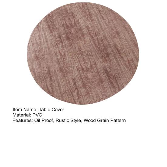 Fitted Round Table Cover Waterproof Oil Proof Tablecloth with Elastic Edges Wood Grain