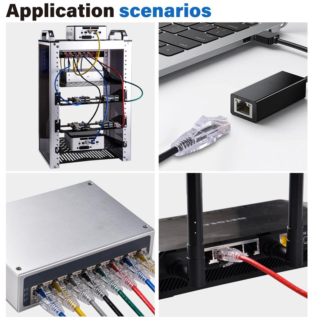 GeeekPi 4PCS Cat6A Ethernet Short Shielded Network White Cable, Snag-Free Cable, (50 Cm/1.64 Ft)